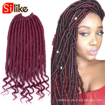 Goddess hair 14inch Synthetic Faux Locs Soft Straight Crochet Braids Jumbo Dread Hairstyle Ombre Color Braiding Hair Extensions